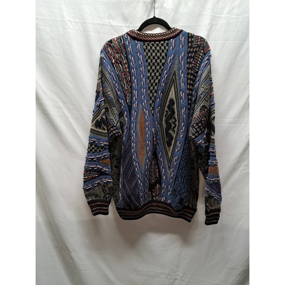 VTG Carlo Alberto Australia Way to cool Blue, Brown GrayPattern Knit Sweater Lg - Picture 3 of 5